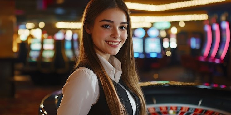 Antarmuka aplikasi mobile ernita4d menampilkan permainan slot dan meja dealer langsung